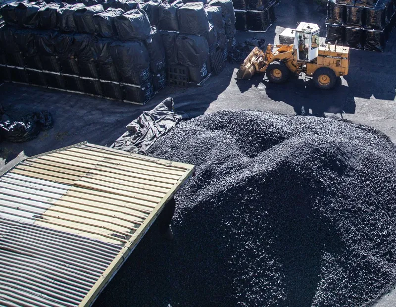 Aerial view of a coal pile