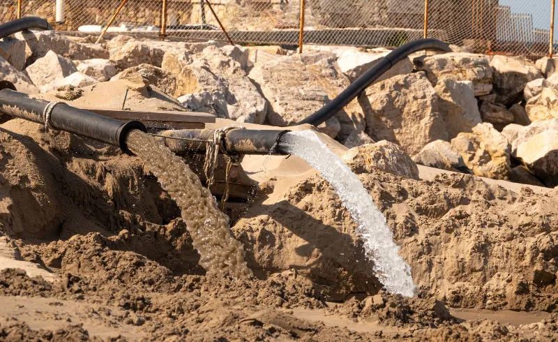 Water filtration in a construction