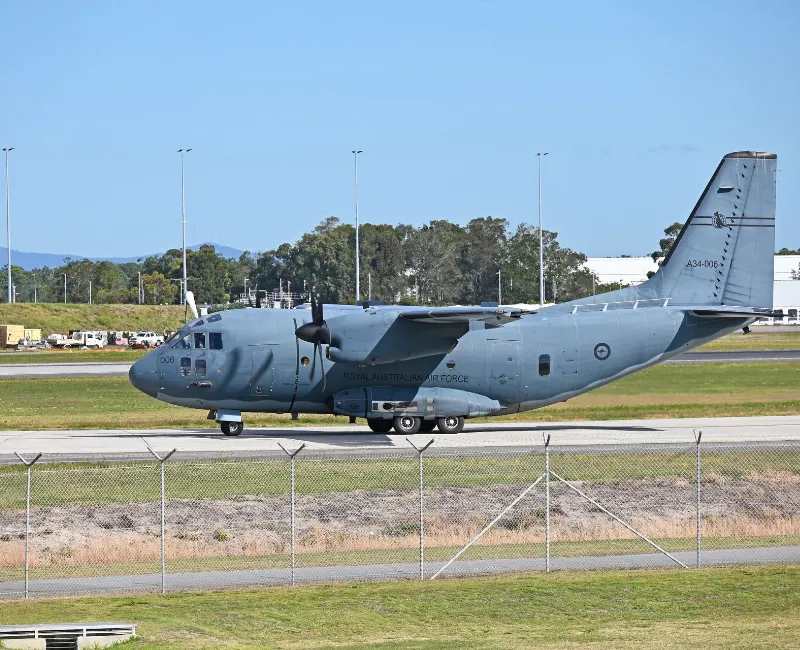 Military plane on runway