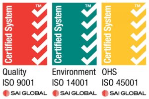 Global: ISO 9001 for Quality Management, ISO 14001 for Environmental Management, and ISO 45001 for Occupational Health and Safety, indicating comprehensive compliance with international standards.